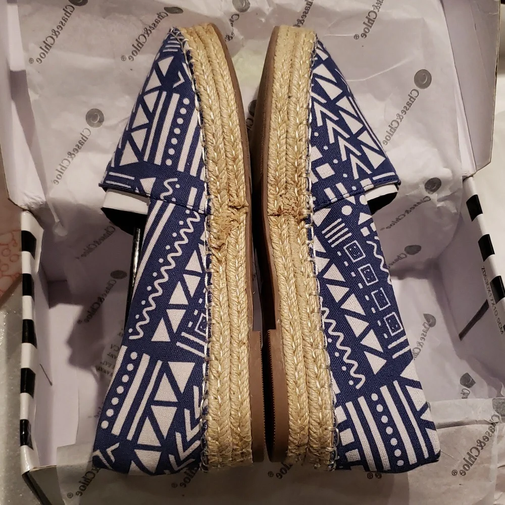 Chase & Chloe New Espadrilles Jute Platform Flats Slip-On NIB Women's 8